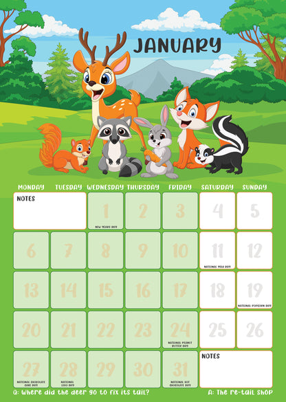 Children's 2025 Animals Calendar