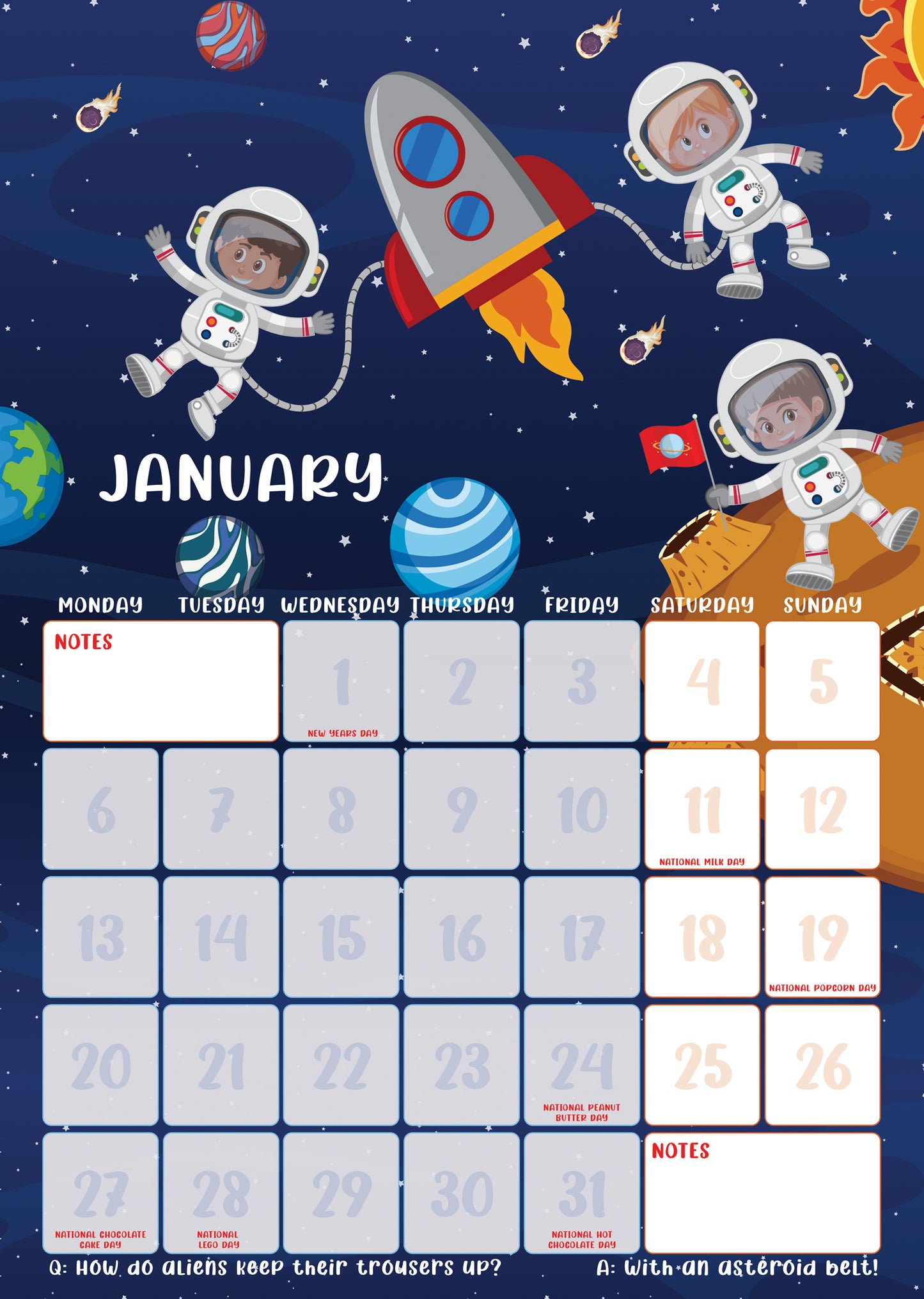 Children's 2025 Space Calendar