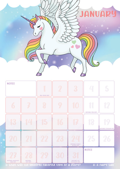 Children's 2025 Unicorns Calendar