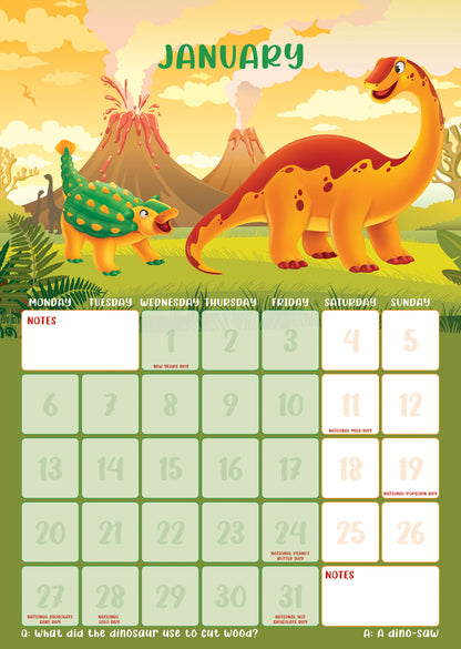 Children's 2025 Dinosaurs Calendar