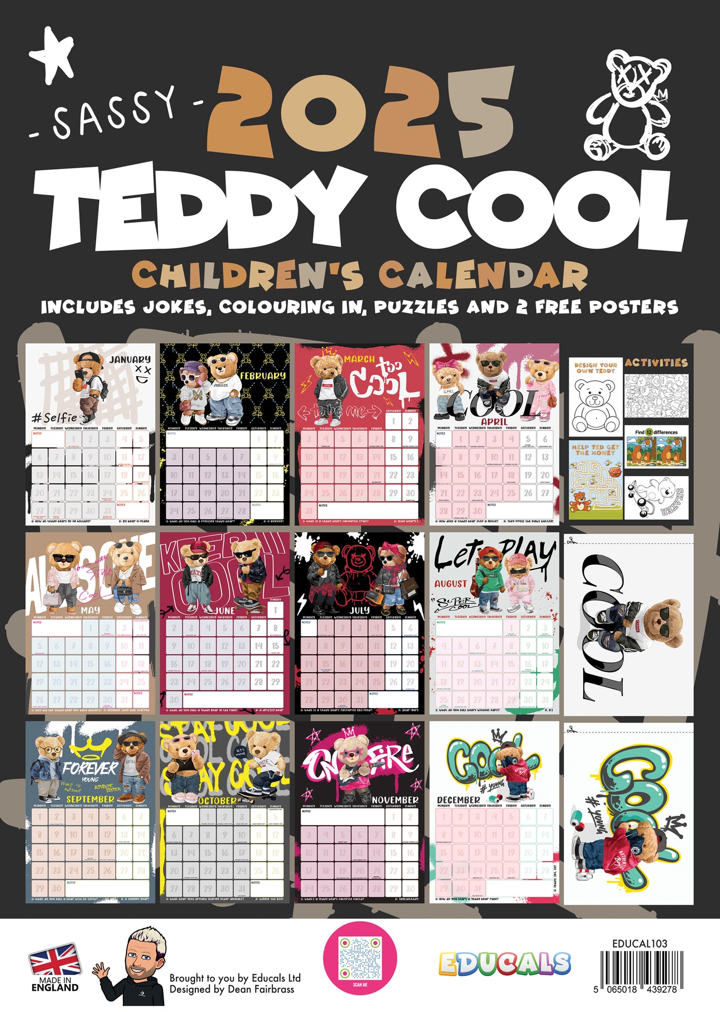 Children's 2025 Teddy Cool Calendar