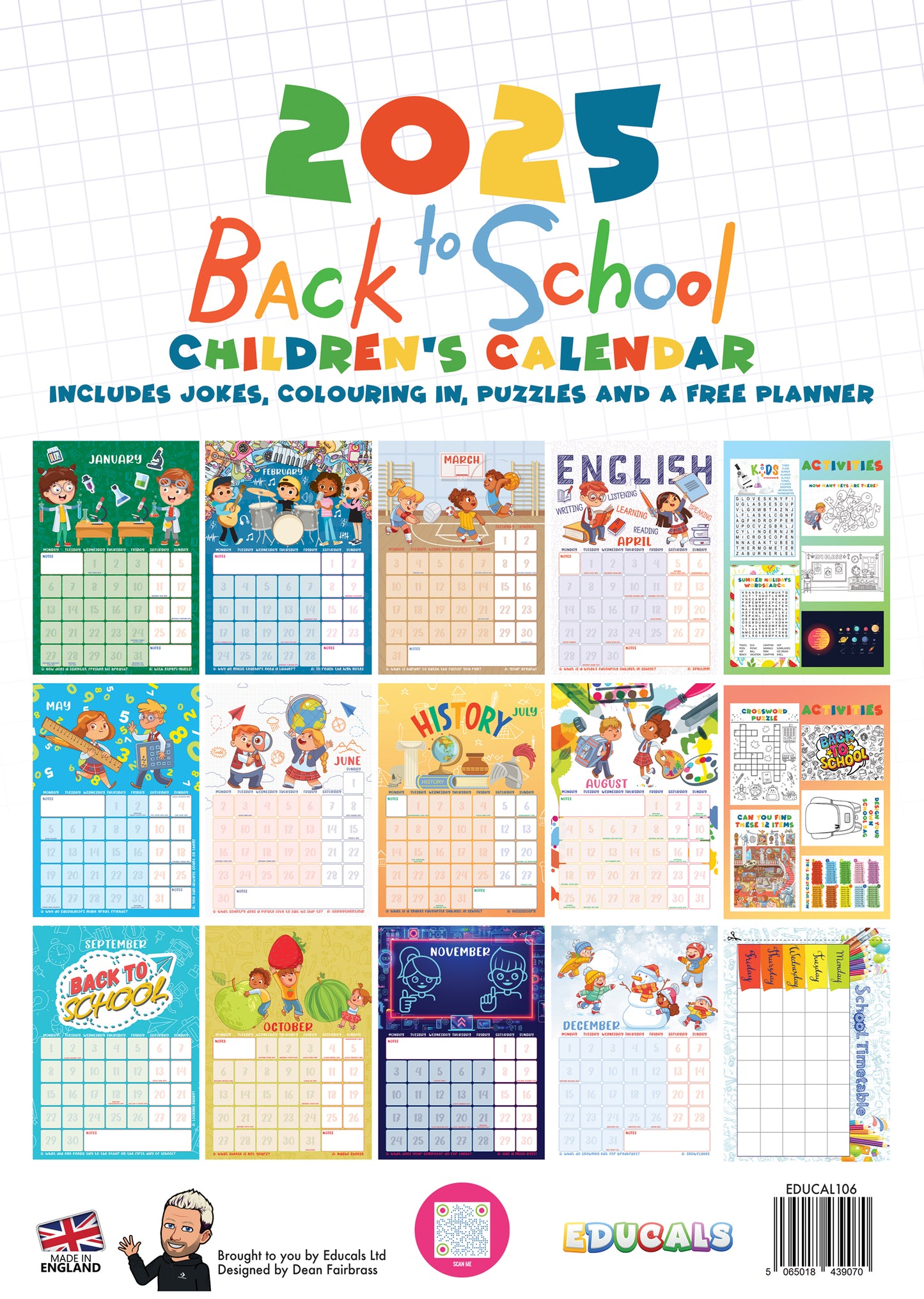 Children's 2025 Back To School Calendar
