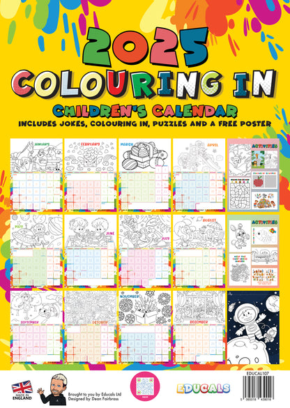 Children's 2025 Colouring In Calendar