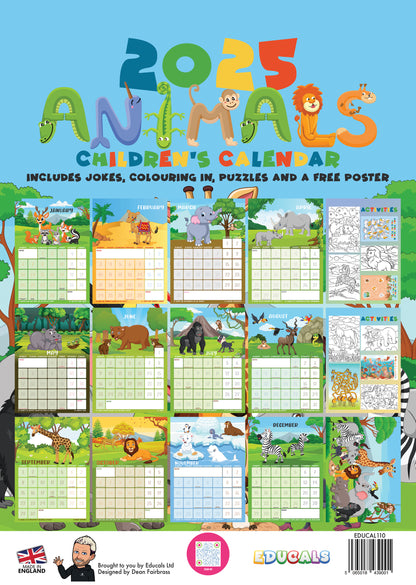 Children's 2025 Animals Calendar